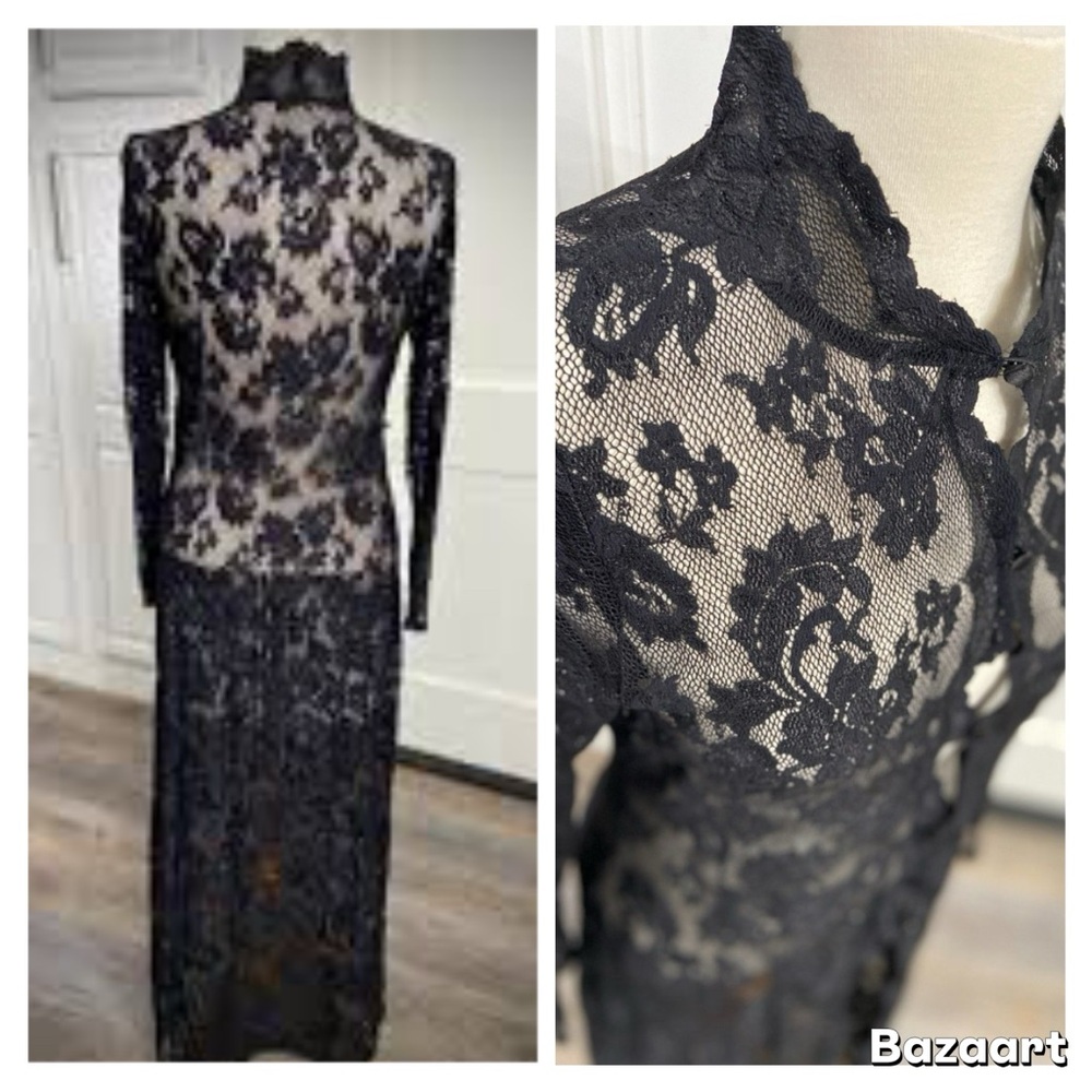 Casadei VINTAGE BLACK LACE Maxi Duster - Picture 2 of 4